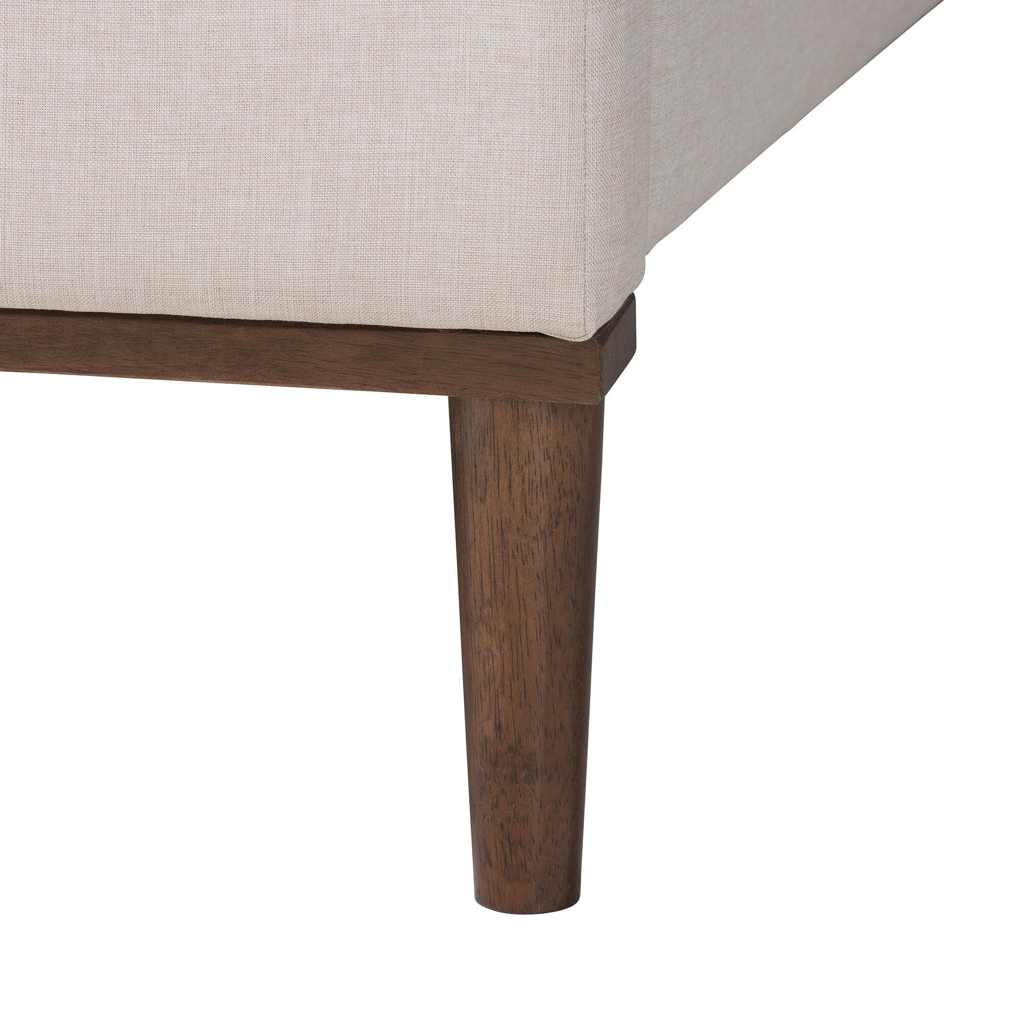 Nikolai Mid-Century Channel Tufted Beige Fabric and Wenge Brown Wood Queen Bed, BEIGE/WENG, alternate image number 5