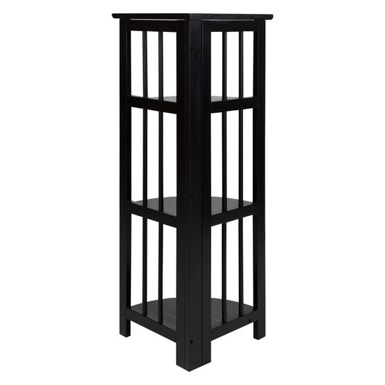 4-Shelf Corner Folding Bookcase-Black, , alternate image number null