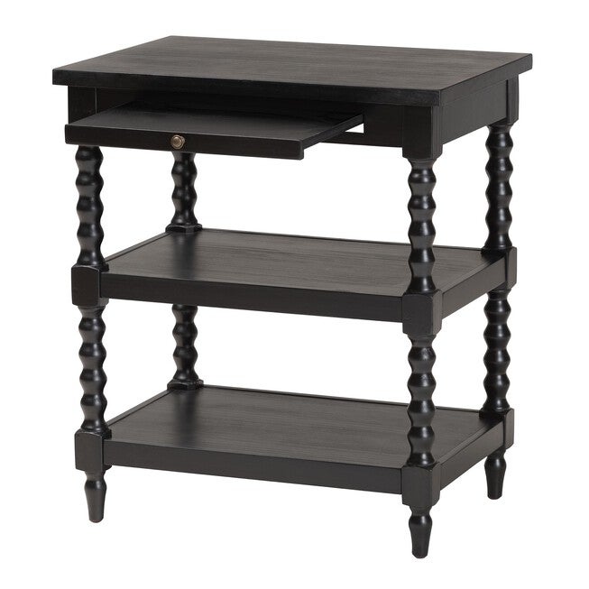 Imogene Retro-Modern Black Wood End Table, , on-hover image number 1