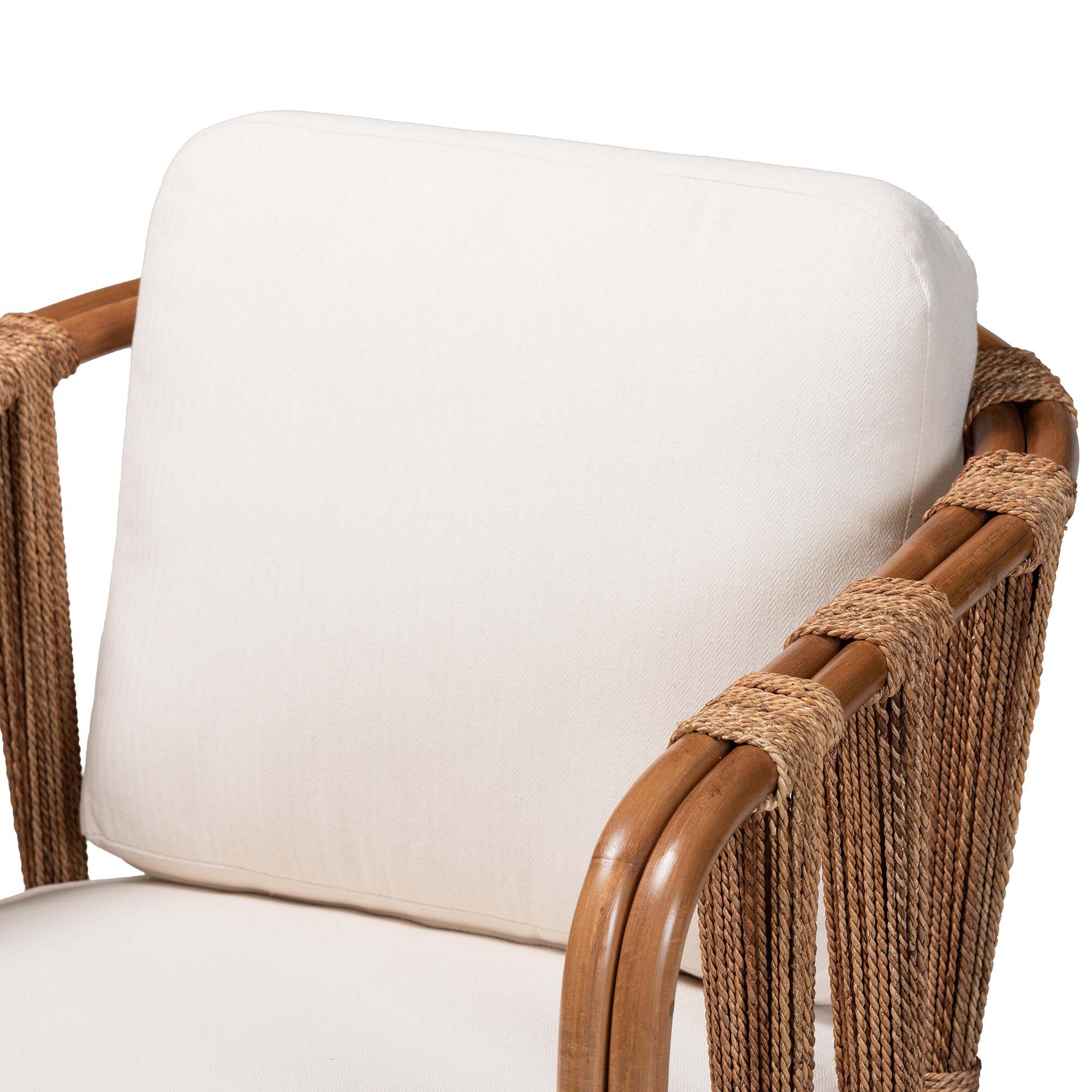 Close-up of armchair arm and cushion
