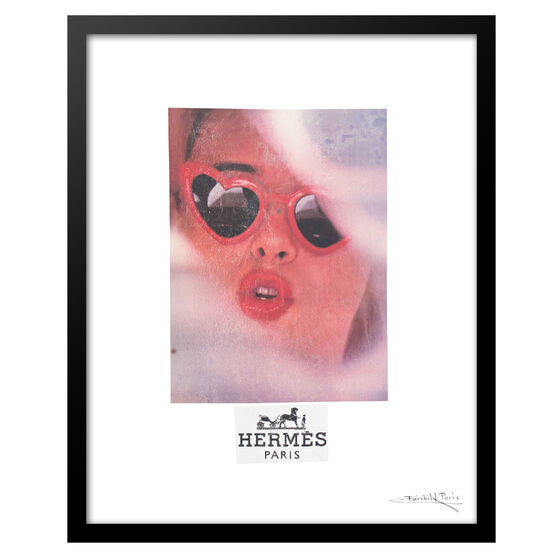 Hermes Lolita Heart Sunglasses - Red / Black - 14x18 Framed Print, RED WHITE, hi-res image number null