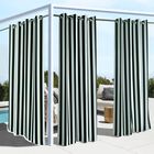 Outdoor Decor Coastal Stripe Outdoor Single Grommet Curtain Panel, BLACK, hi-res image number null