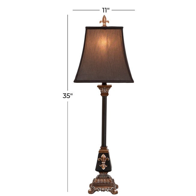 Tuscan Black Polystone Fleur-De-Lis Buffet Lamp, , alternate image number null