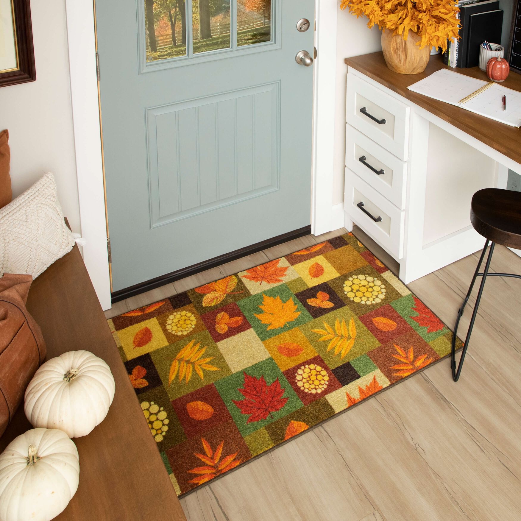 Square Fall Leaves Kitchen Rug, , alternate image number 6