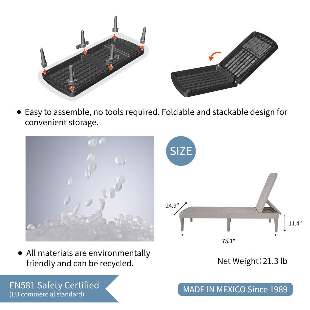 Tahiti Chaise Lounge, WHITE, alternate image number 4