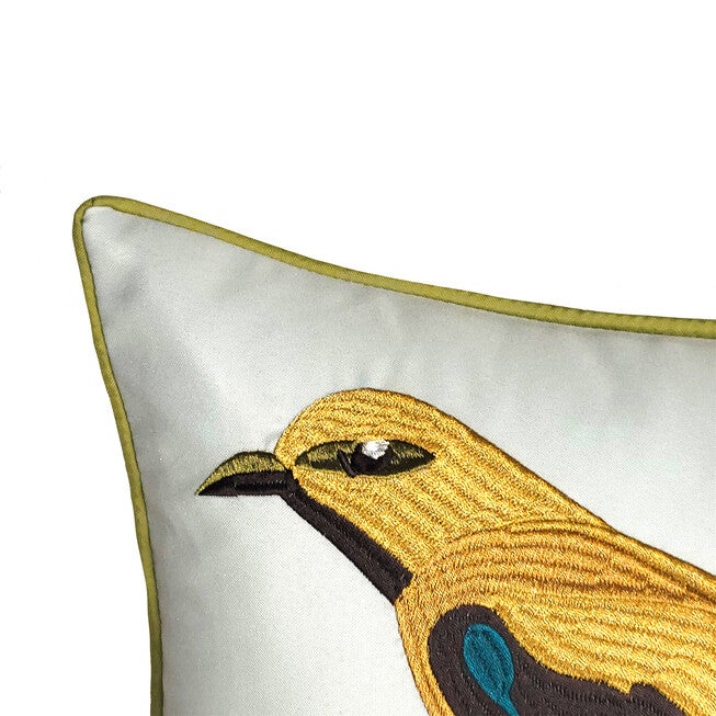 Edie @ Home Indoor/Outdoor Bold Embroidered Bird Decorative Throw Pillow 18X18, Leaf Multi, , alternate image number 2