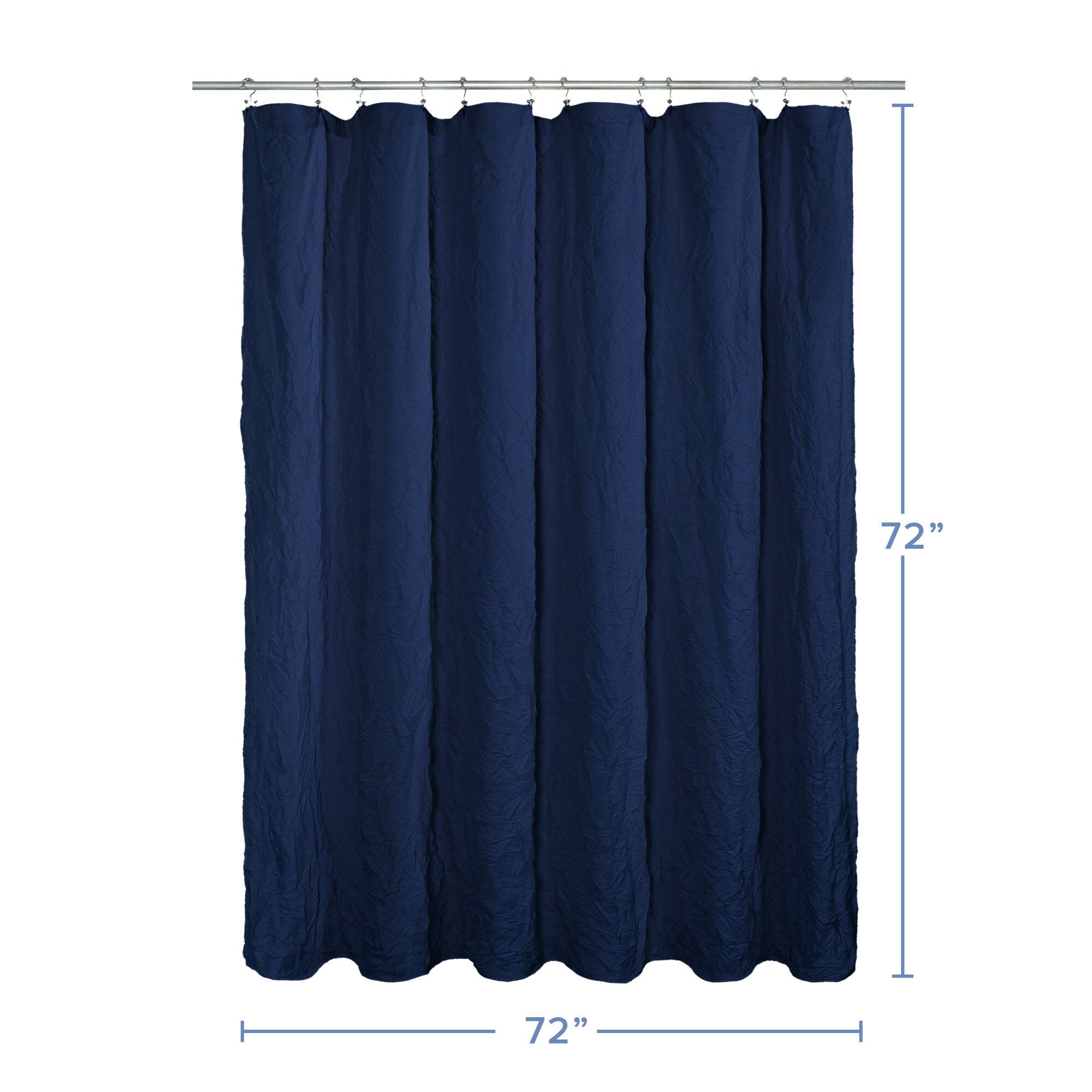 Crinkle Eco-friendly Water Repellent Solid Texture Shower Curtain, NAVY, alternate image number 4