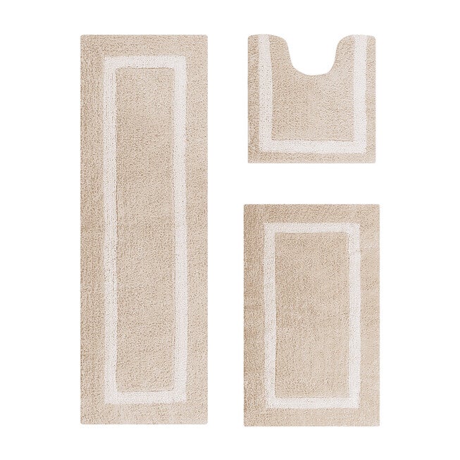 Hotel Collection 100% Cotton 3 Piece (20 inches X 20 inches | 21 inches X 34 inches | 20 inches X 60 inches) Bath Rug Set, SAND WHITE, hi-res image number 0