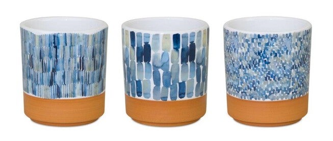 Pot (Set of 3) 3.25 inchesD x 3.5 inchesH Dolomite, BROWN/BLUE/WHITE, hi-res image number null