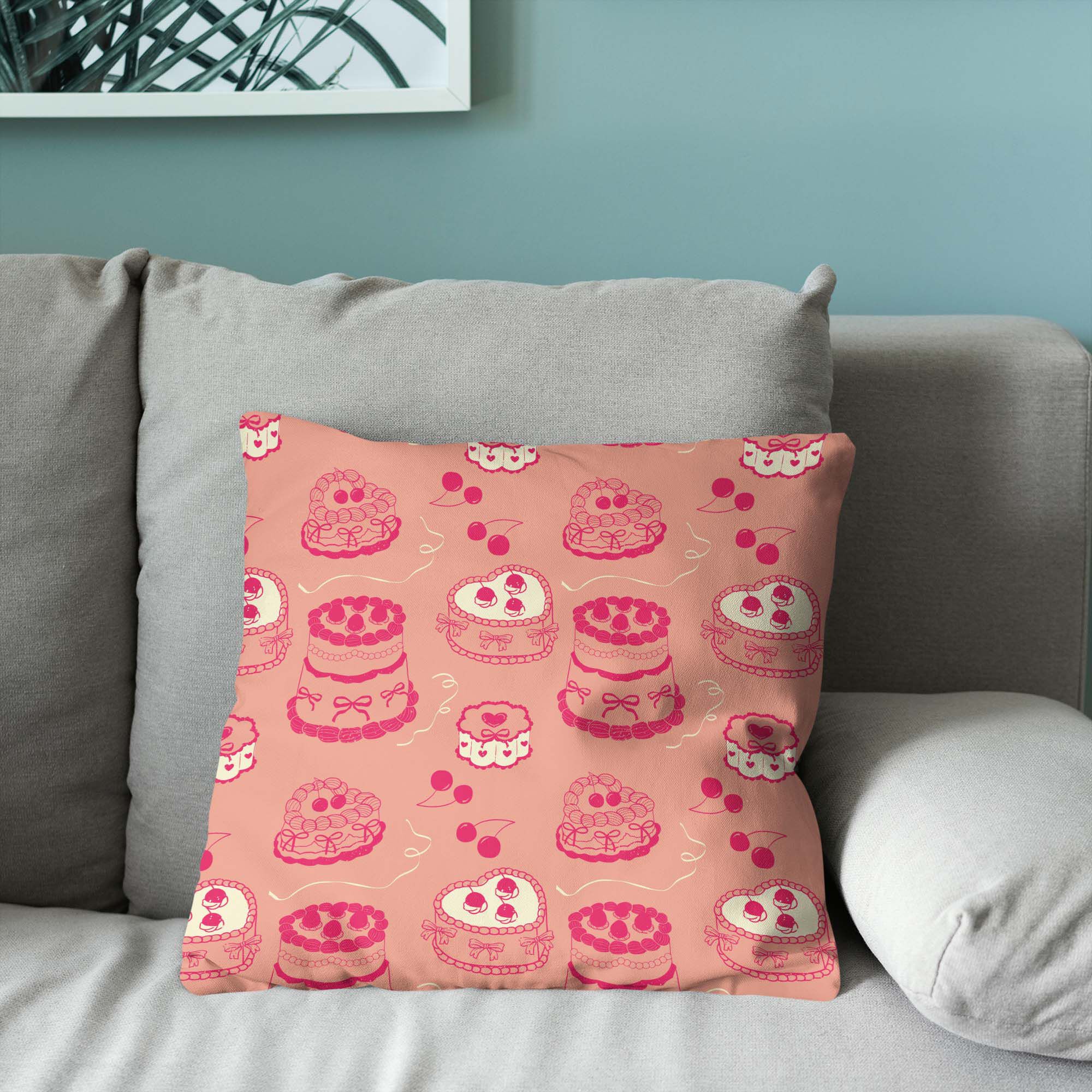 Valentine's Day V-Day Cakes Throw Pillow 18X18 Inches, VDAY CAKES, alternate image number 3