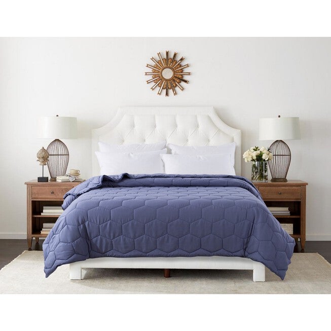 Honeycomb Down Alternative Blanket, Granite/Blue, BLUE, hi-res image number 0