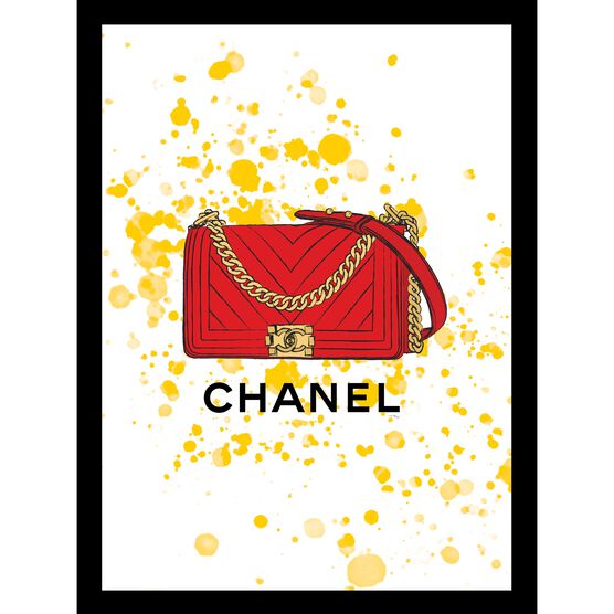 Chanel Purse Red/Yellow 14" x 18" Framed Print, BROWN, hi-res image number null