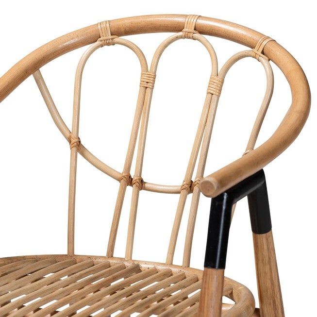 Cyntia Modern Bohemian Natural Brown Rattan Dining Chair, , alternate image number null
