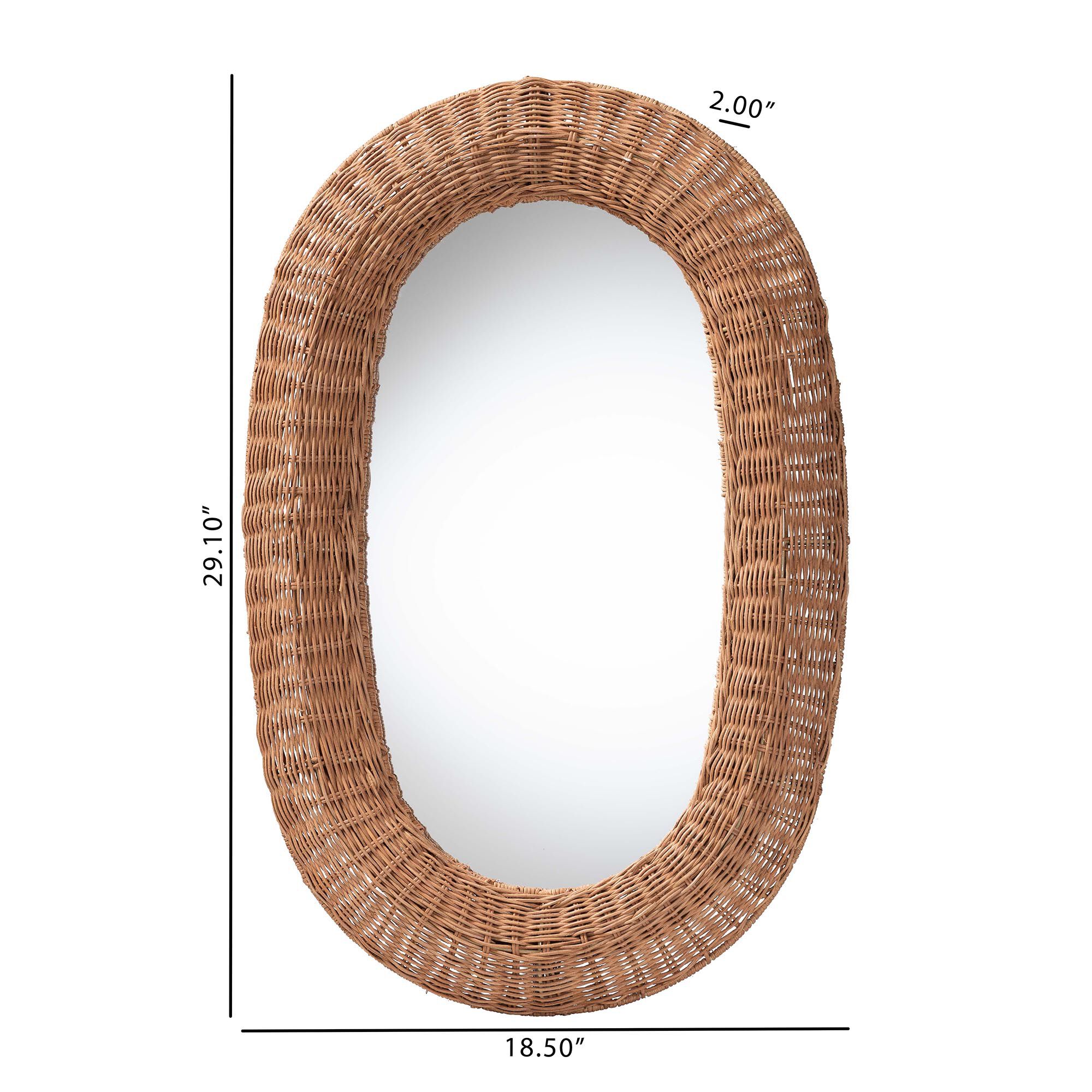 Brisia Oval Natural Rattan Mirror, NATURAL BROWN, alternate image number 4