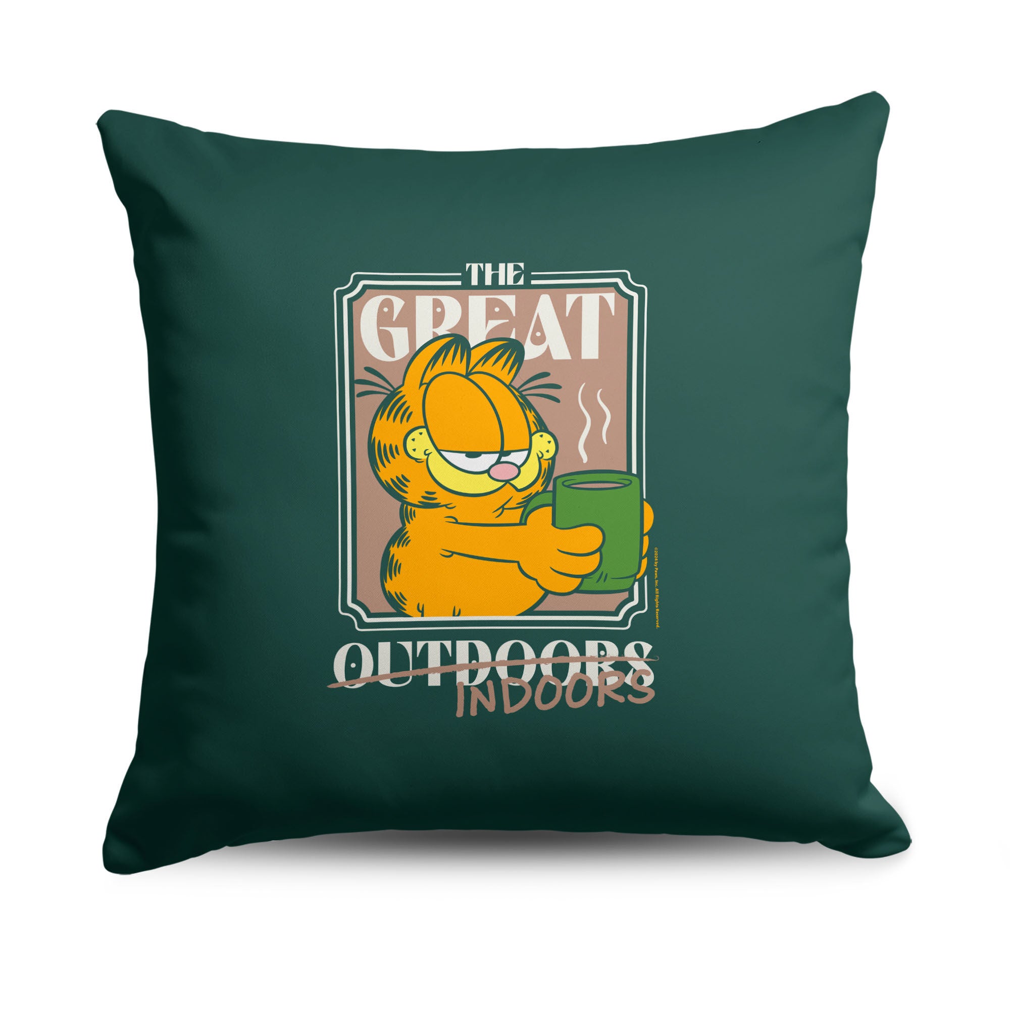 Nickelodeon Garfield The Great Indoors Throw Pillow 18X18 Inches, GREEN, hi-res image number 0