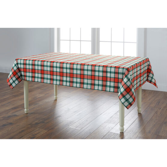 HOLIDAY KITCHEN 60" X 120" PLAID TABLECLOTH, PLAID, hi-res image number null