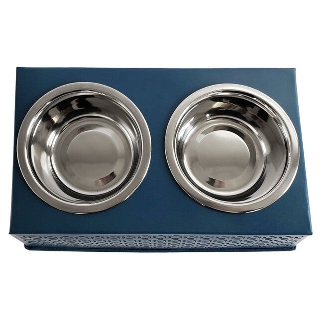 Mallard Blue Raised Pet Dog Feeder with Bowls, , alternate image number null