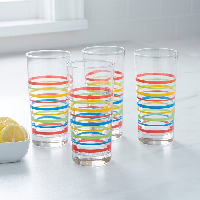 BH Exclusive Set OF 4 Santa Fe Highball Glasses, STRIPE, hi-res image number null