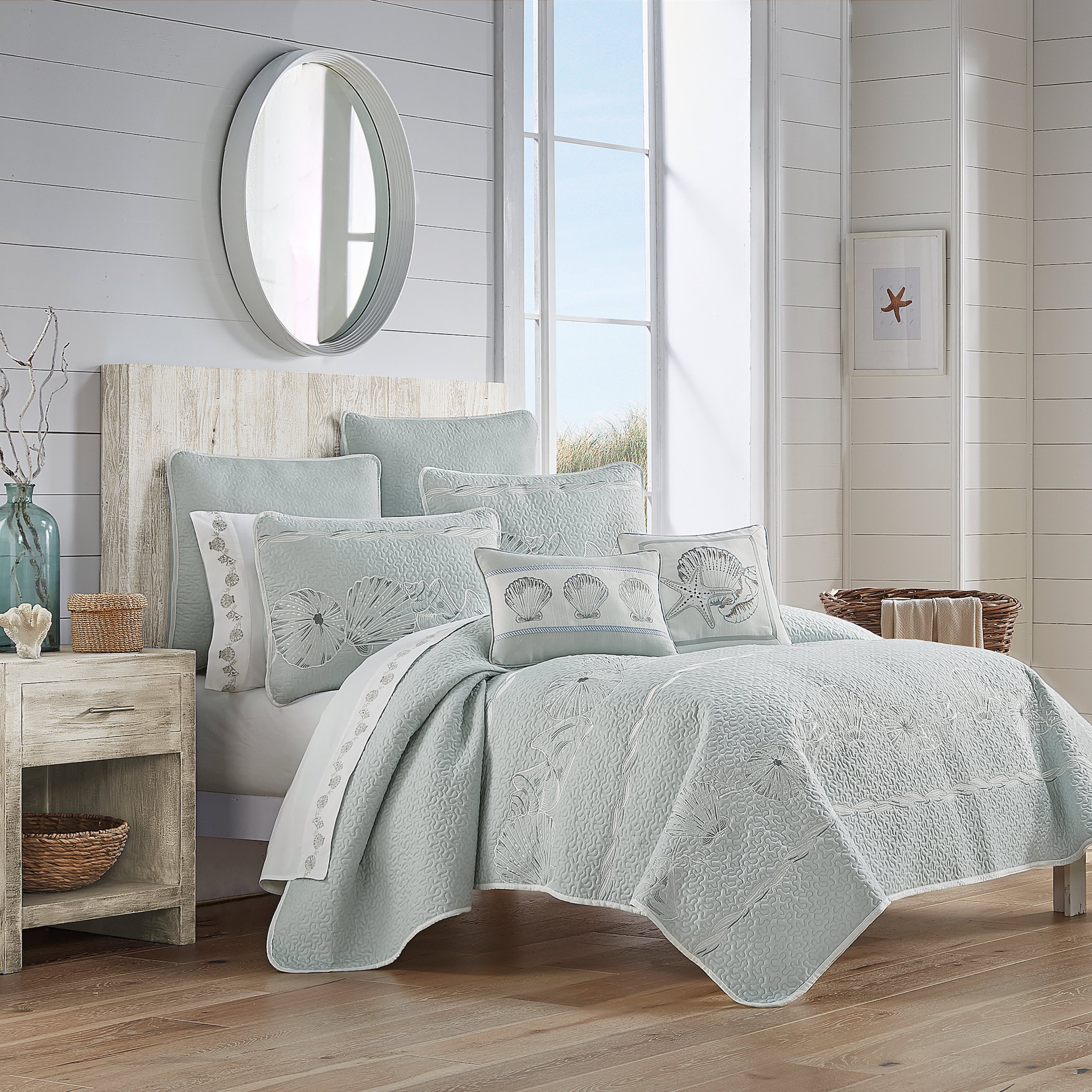 Water's Edge 3 Piece Quilt Set, AQUA, hi-res image number 0