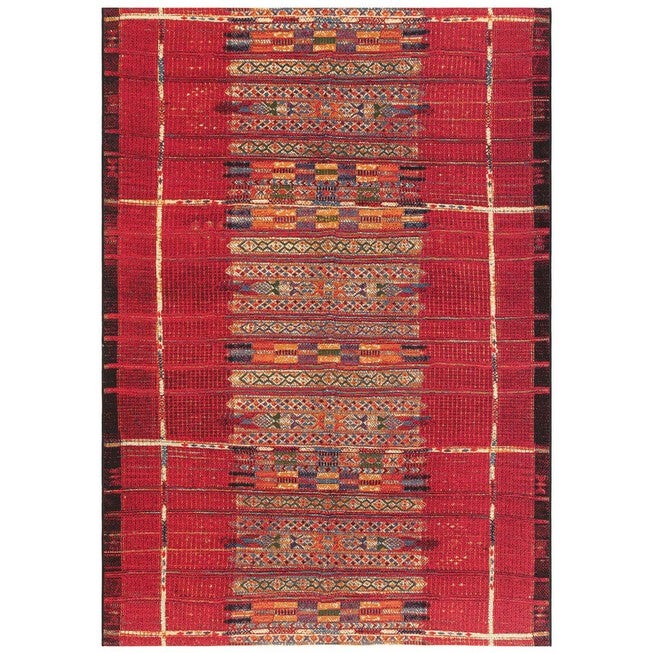 Liora Manne Marina Tribal Stripe Indoor/Outdoor Rug, RED, hi-res image number 0