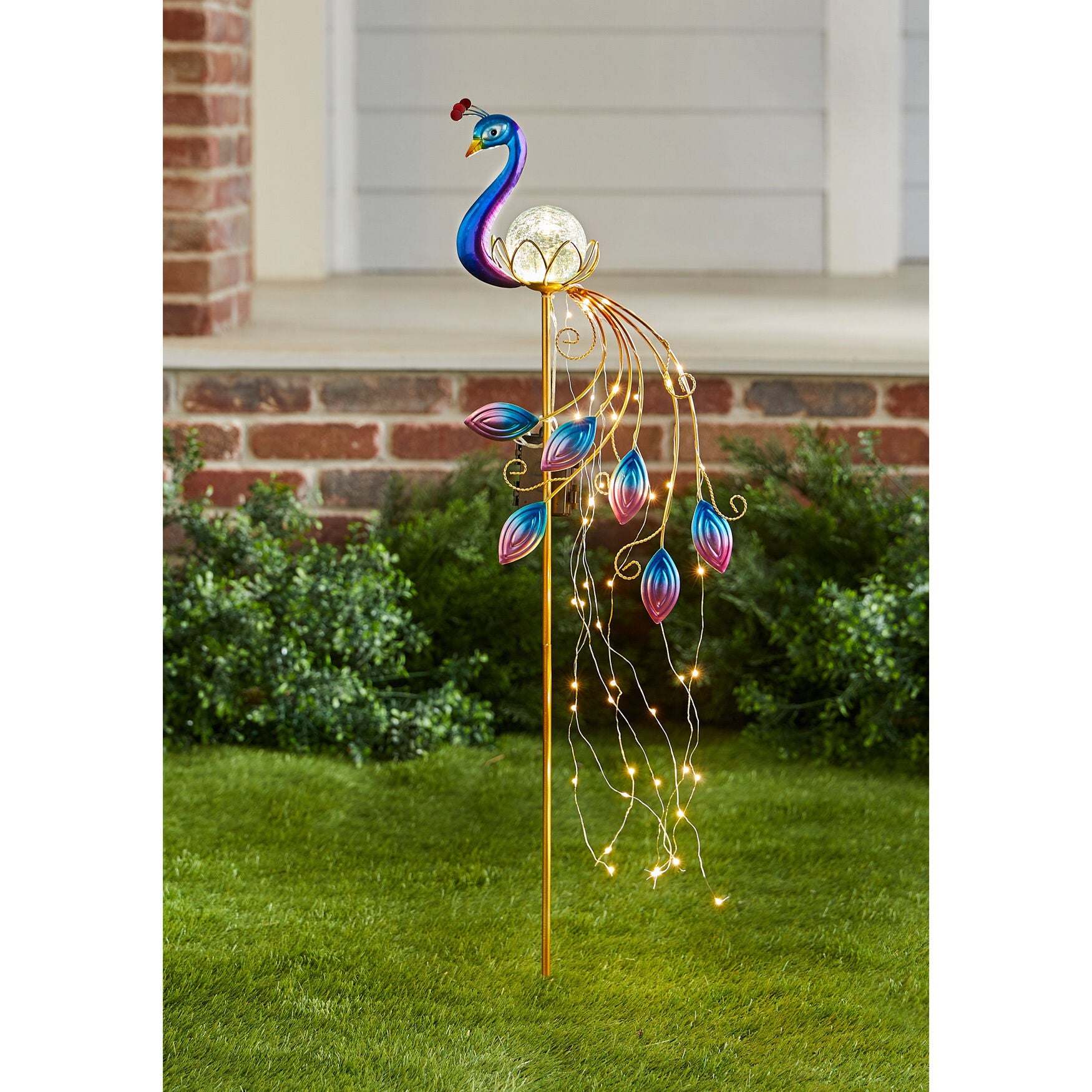 Pre-Lit Peacock Garden Stake, MULTI, hi-res image number 0