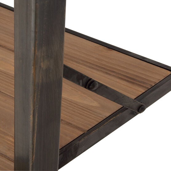 Dark Brown Wood Industrial Shelving Unit, 77 " x 20 " x 14 ", , alternate image number null
