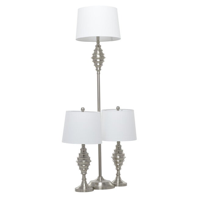 Set Of 3 Silver Coastal Table Lamp, , alternate image number 7