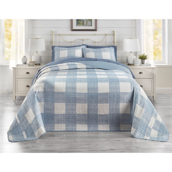 BH Studio Reversible Quilted Bedspread, BLUE WHITE, hi-res image number null