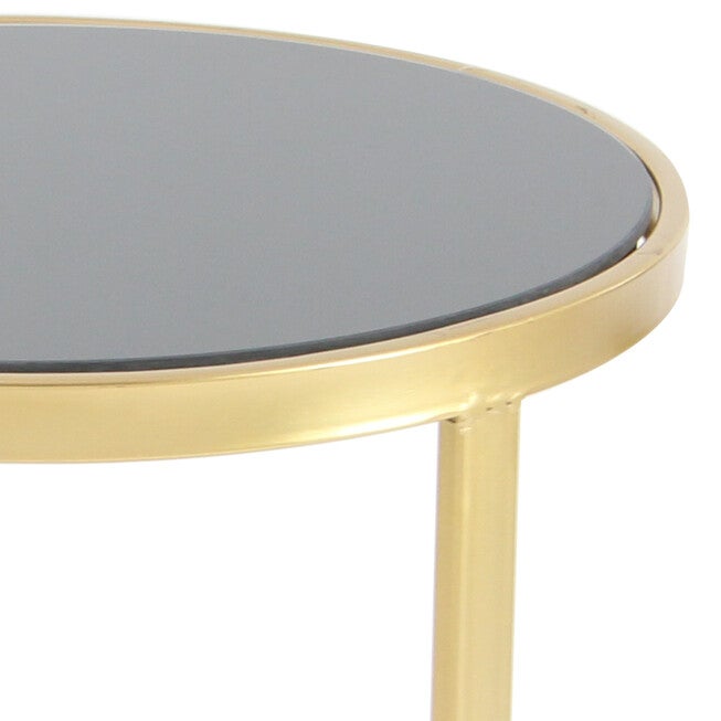 Set of 3 Gold Metal Traditional Accent Table, 21 inches, 19 inches, 17 inches, , alternate image number null