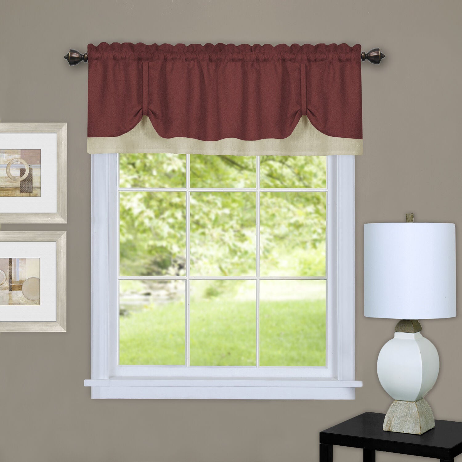 Darcy Window Curtain Valance, MARSALA TAN, hi-res image number 0