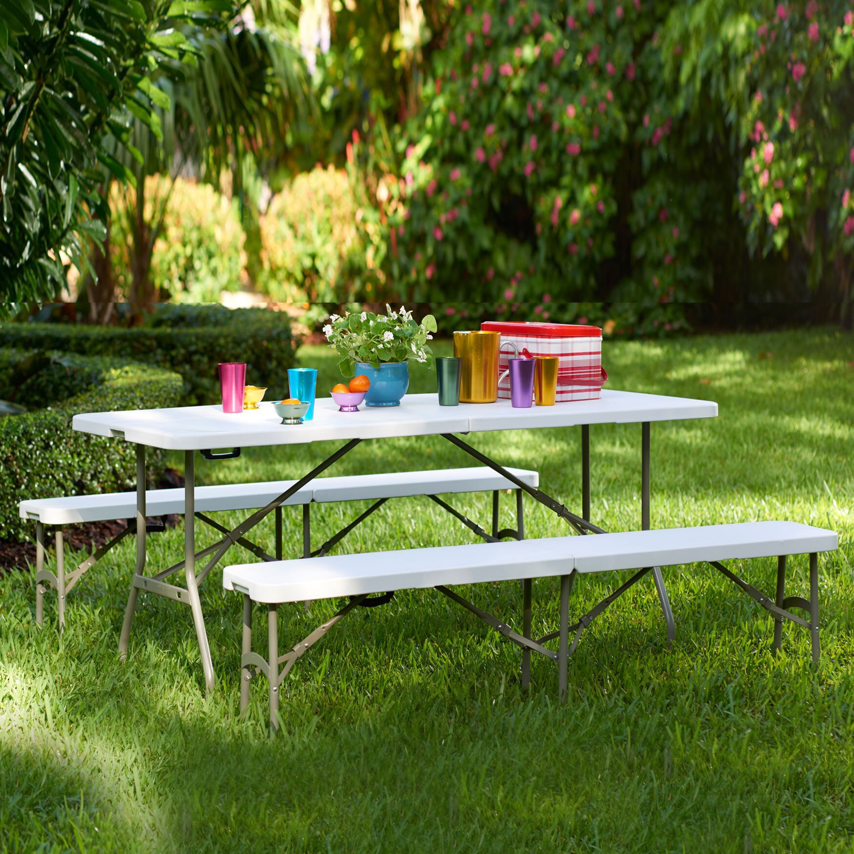 Folding Resin Table and Bench, , hi-res image number 0