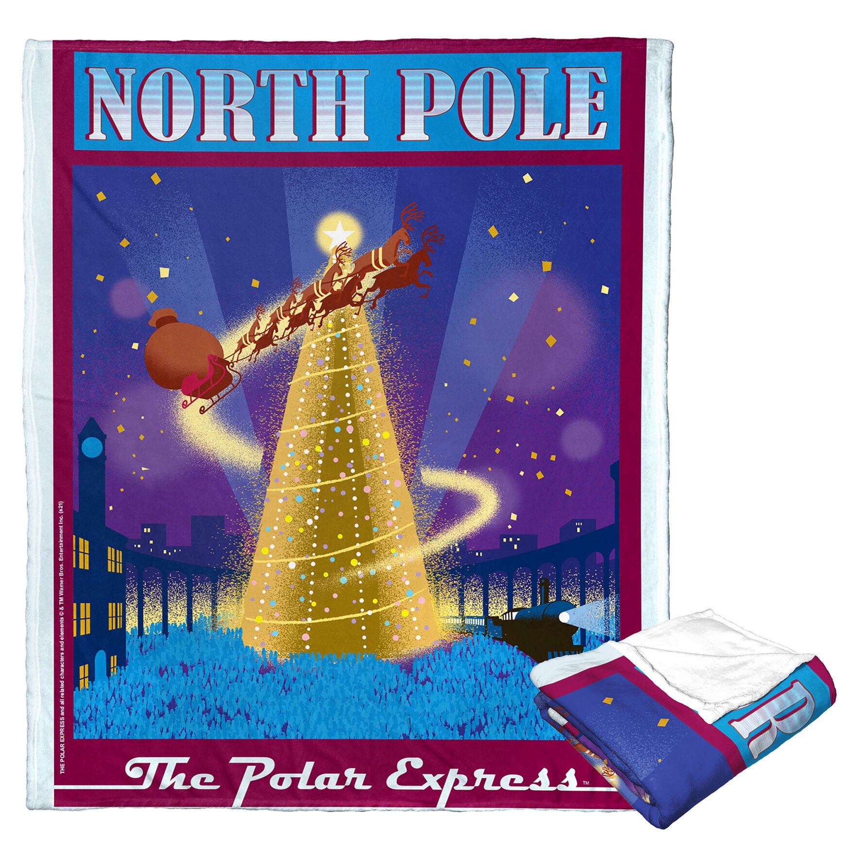 Wb Polar Express The North Pole Silk Touch Throw Blanket, O, hi-res image number 0