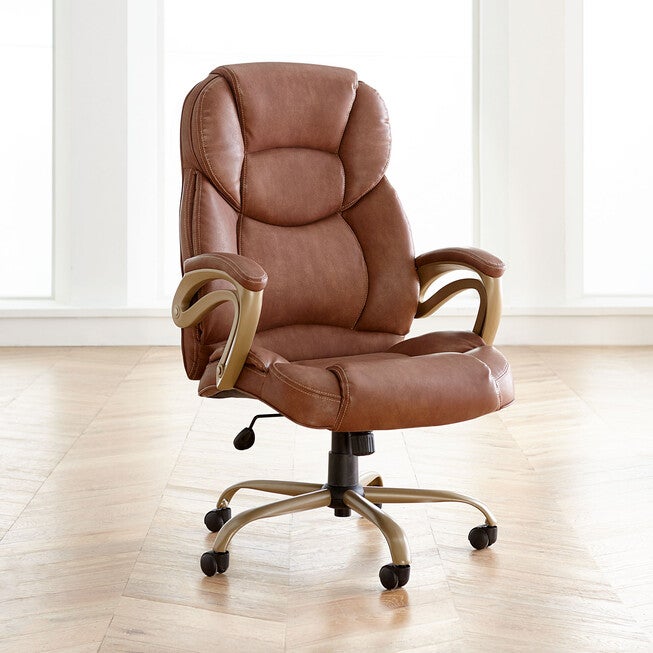 400 lbs. Weight Capacity Memory Foam Office Chair, LIGHT BROWN, hi-res image number 0