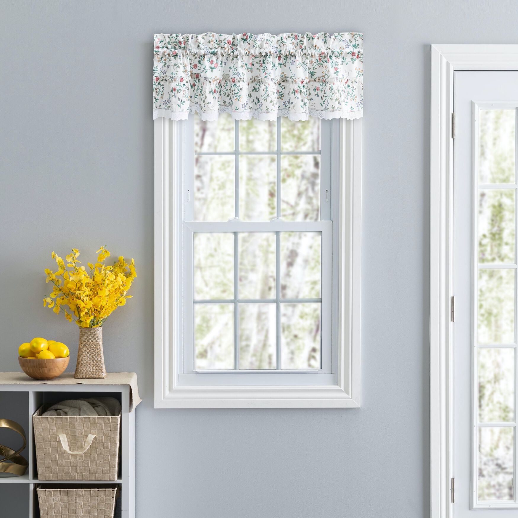 Country Floral Ruffled Valance, MULTI, hi-res image number 0