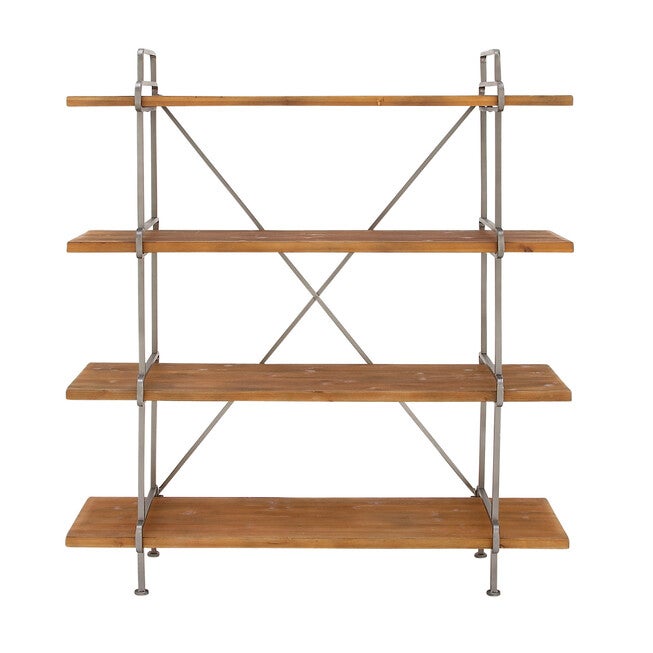 Dark Brown Wood Industrial Shelving Unit, 67 inches x 43 inches x 16 inches, BEIGE, hi-res image number null