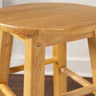 Close-up of wooden corner join on round seat stool