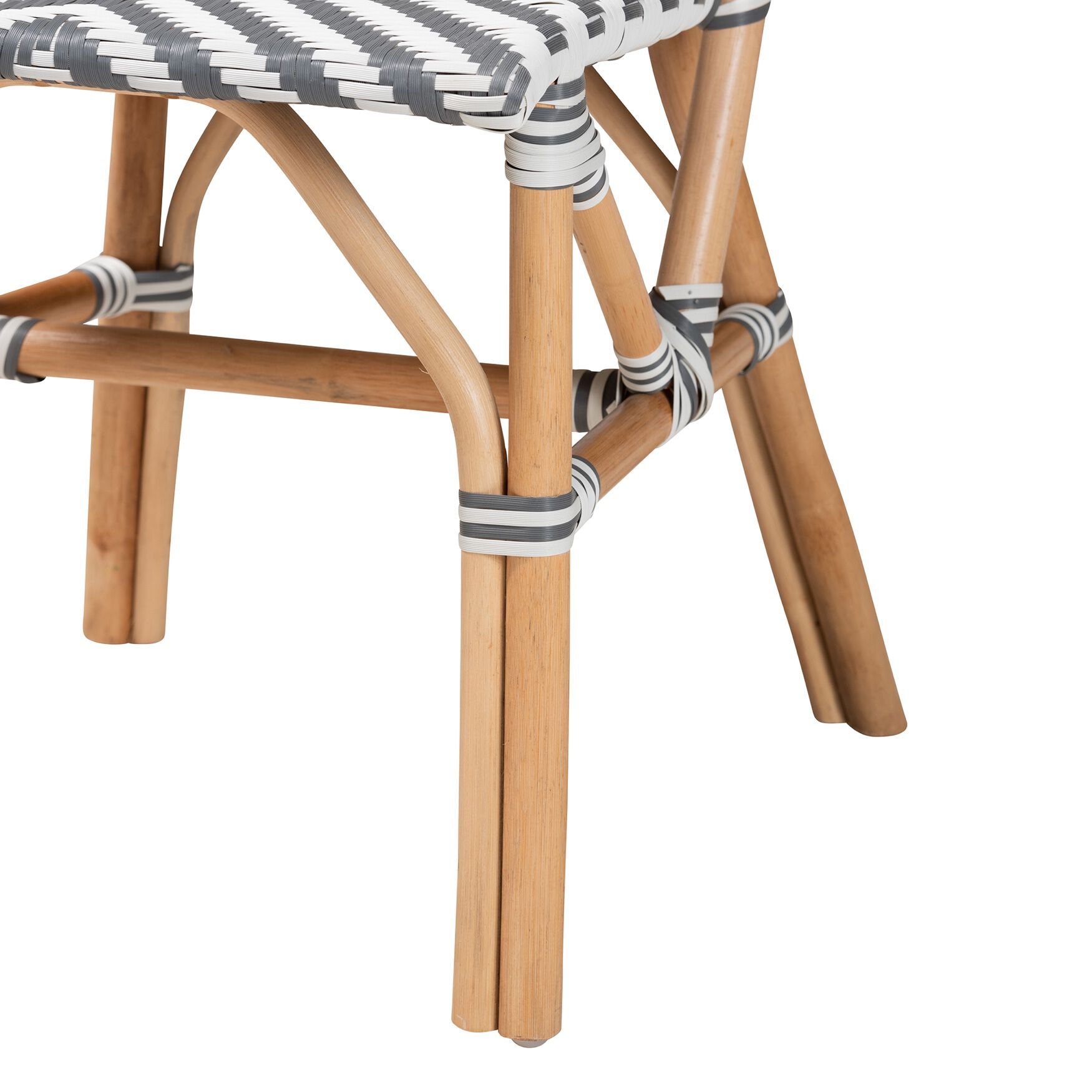 Shai Modern French Grey And White Weaving And Natural Rattan Bistro Chair, , alternate image number 5