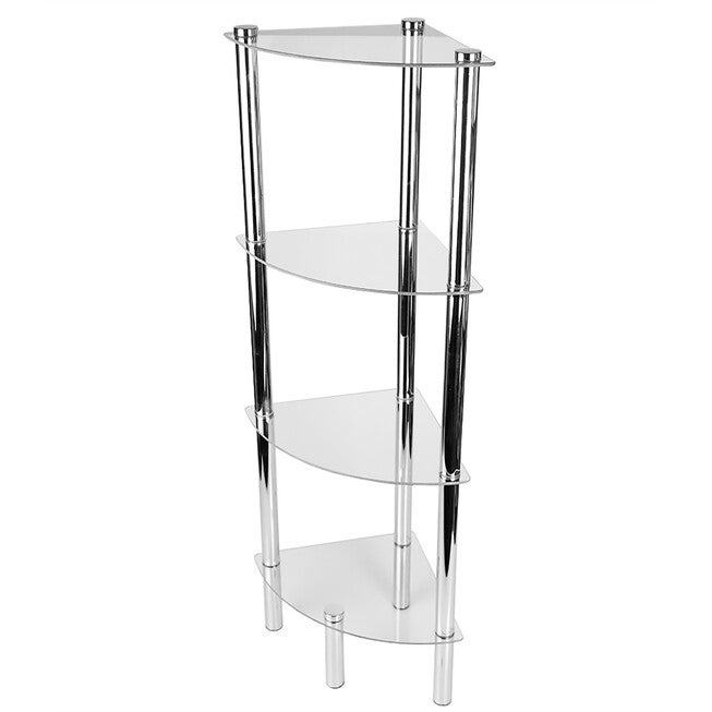 Home Basics 4 Tier Multi Use Arc Glass Corner Shelf Clear, , alternate image number null