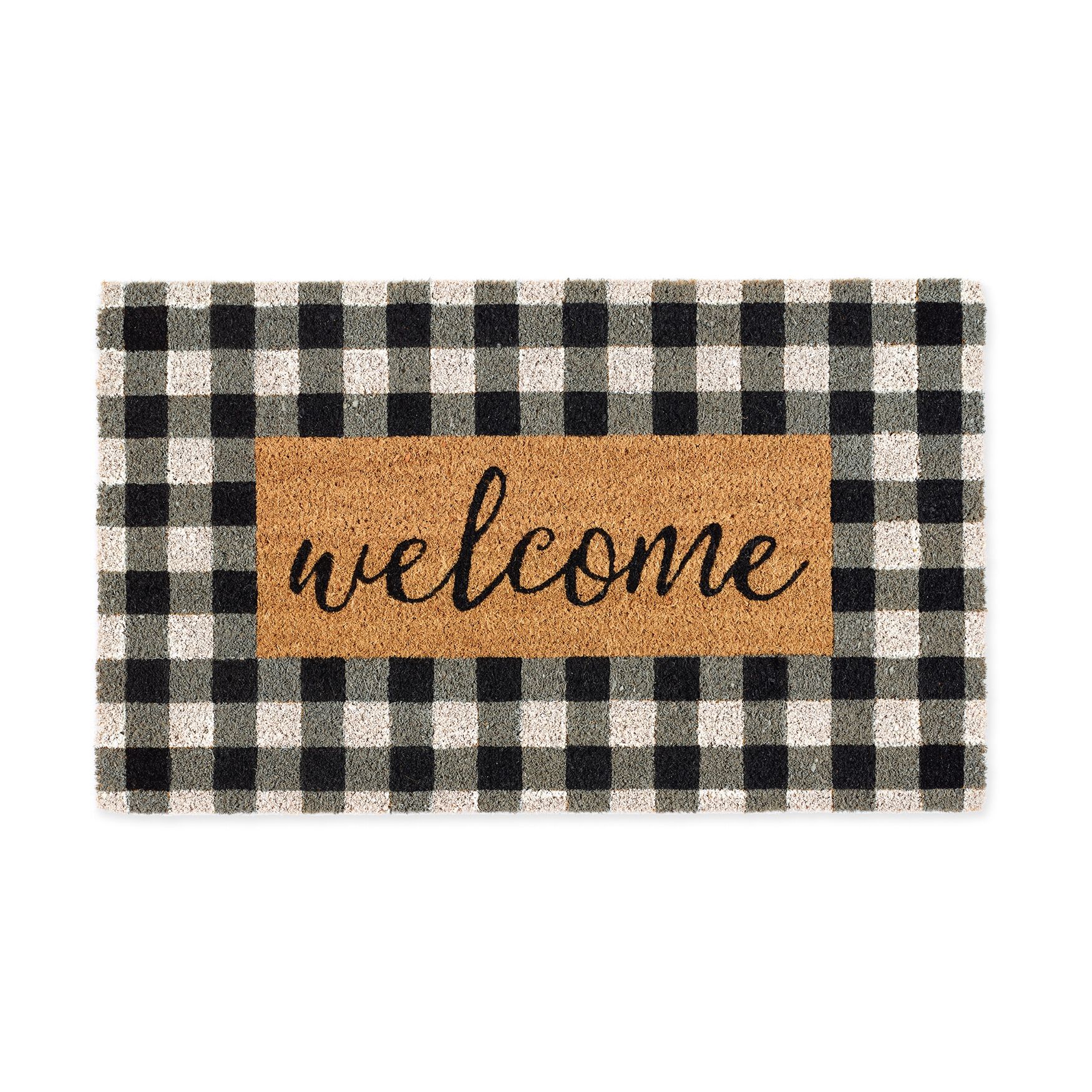 Checkers Welcome Doormat, BLACK, hi-res image number 0