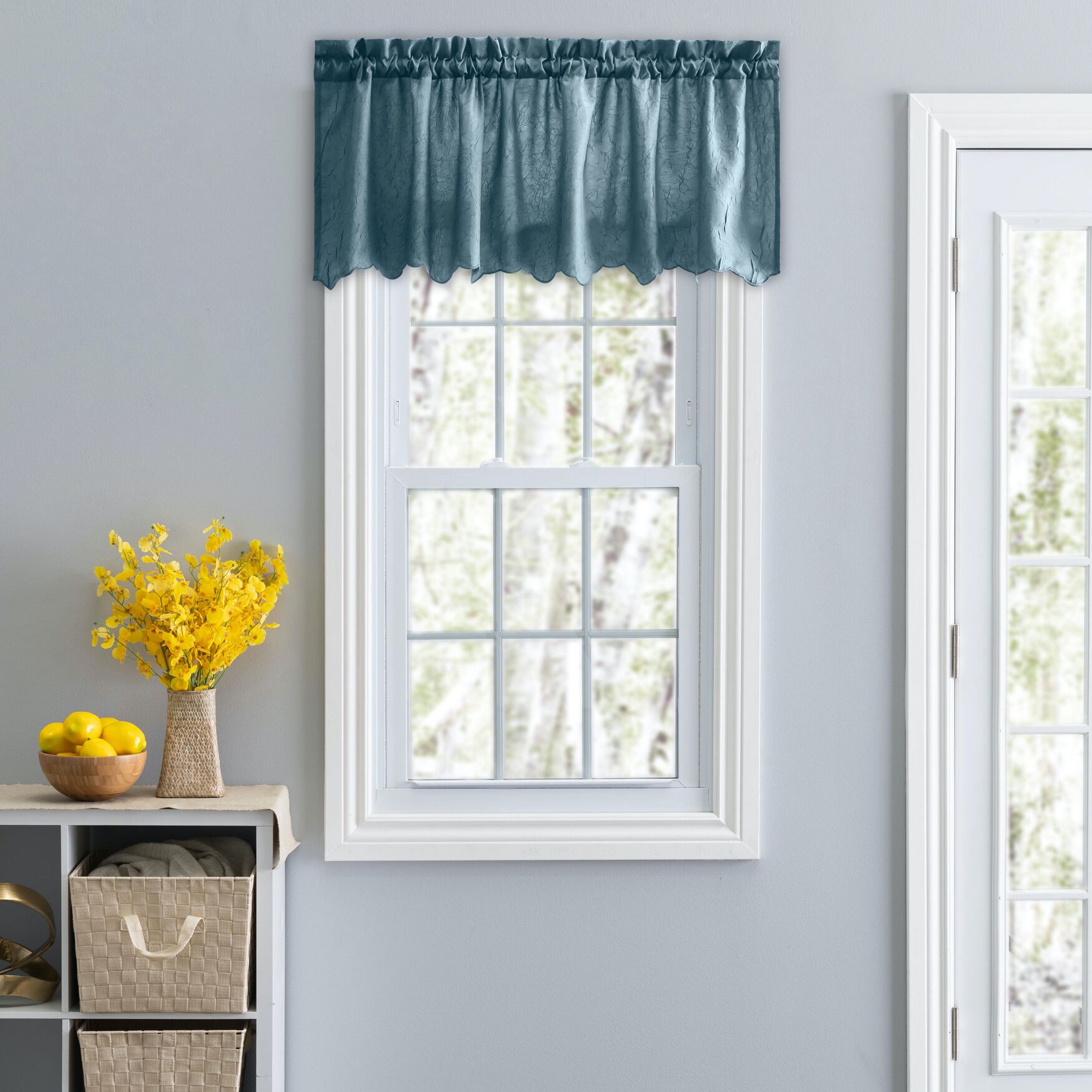 Portland Tailored Valance, BLUE, hi-res image number 0