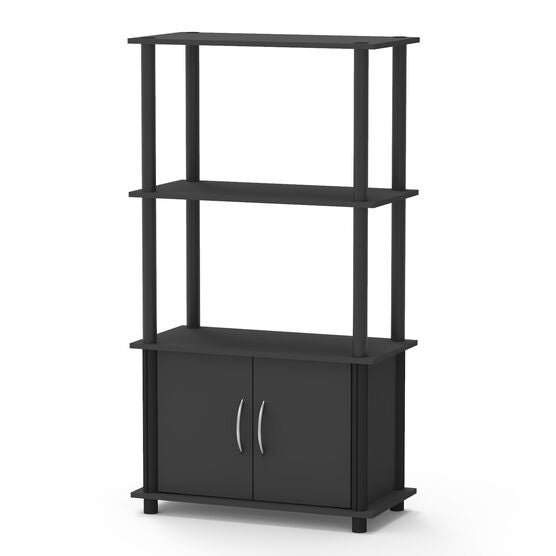 Home Basics 4 Tier Storage Shelf with Cabinet, GREY, hi-res image number null
