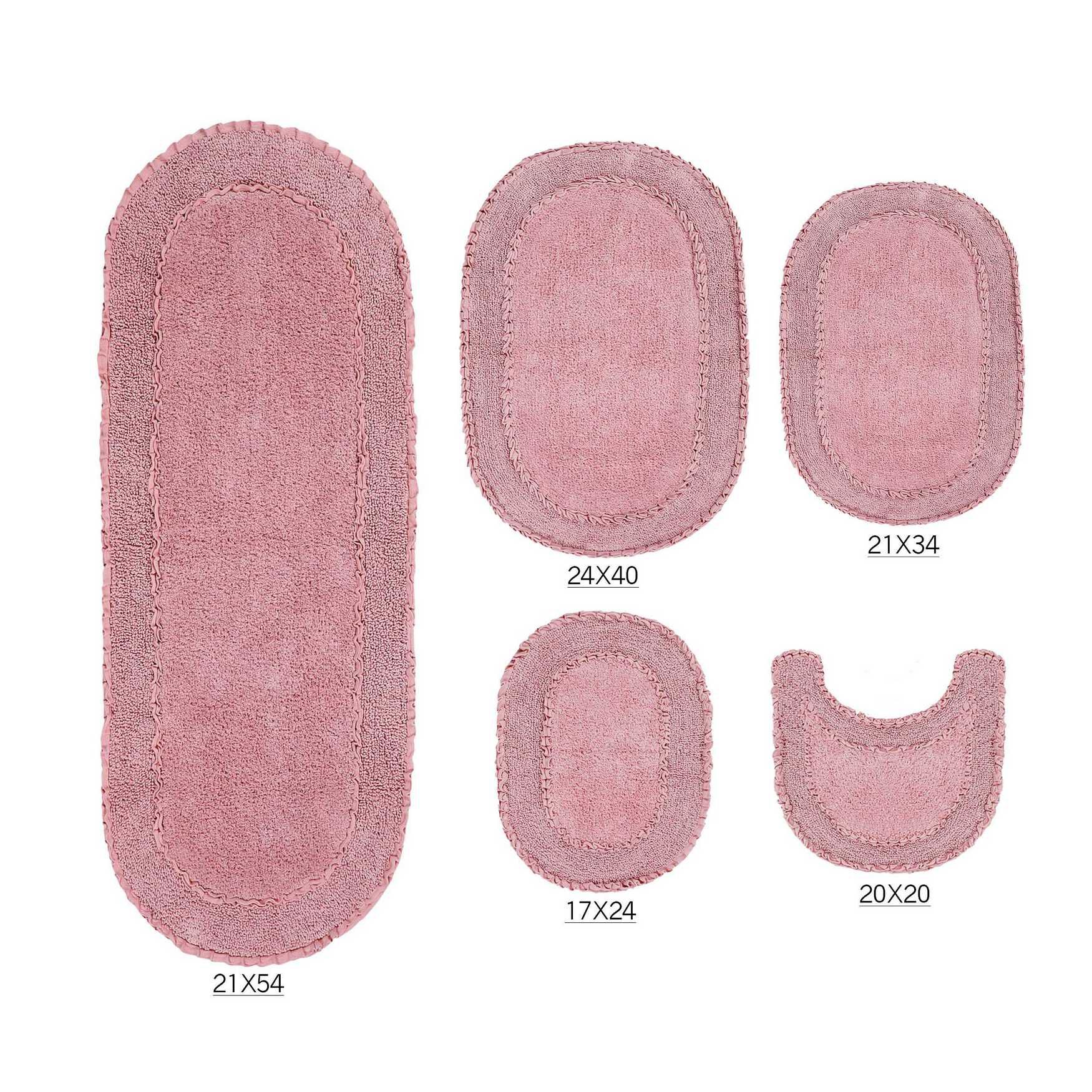 Double Ruffle 5 Piece Set Bath Rug Collection, PINK, hi-res image number 0