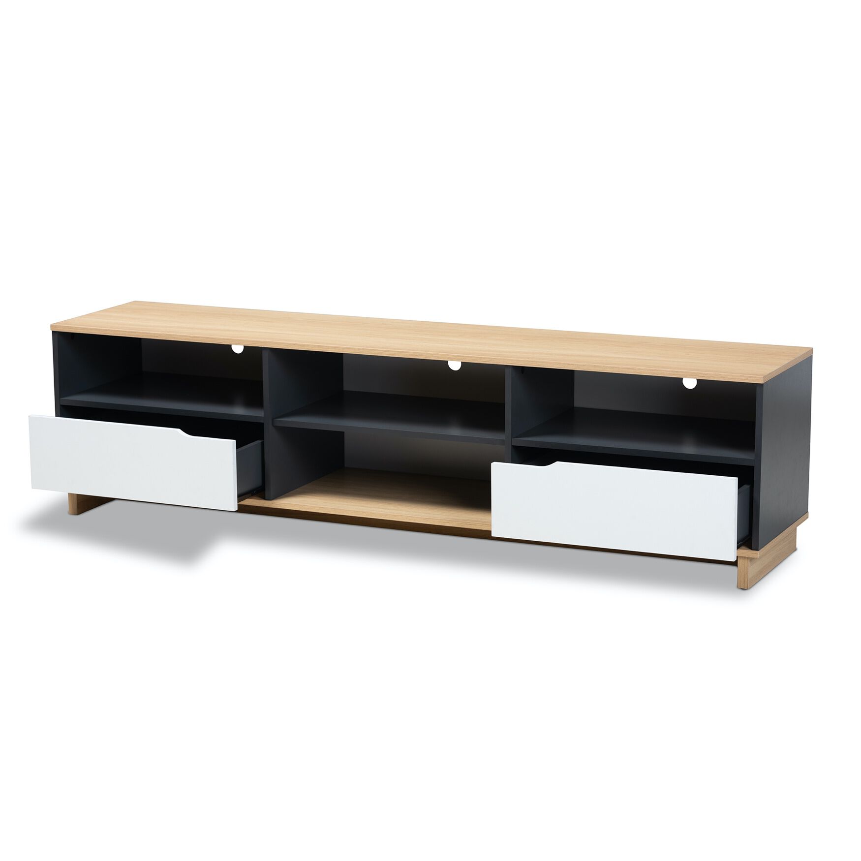 Reed Mid-Century Modern Multicolor 2-Drawer Wood Tv Stand Furniture, , on-hover image number 1