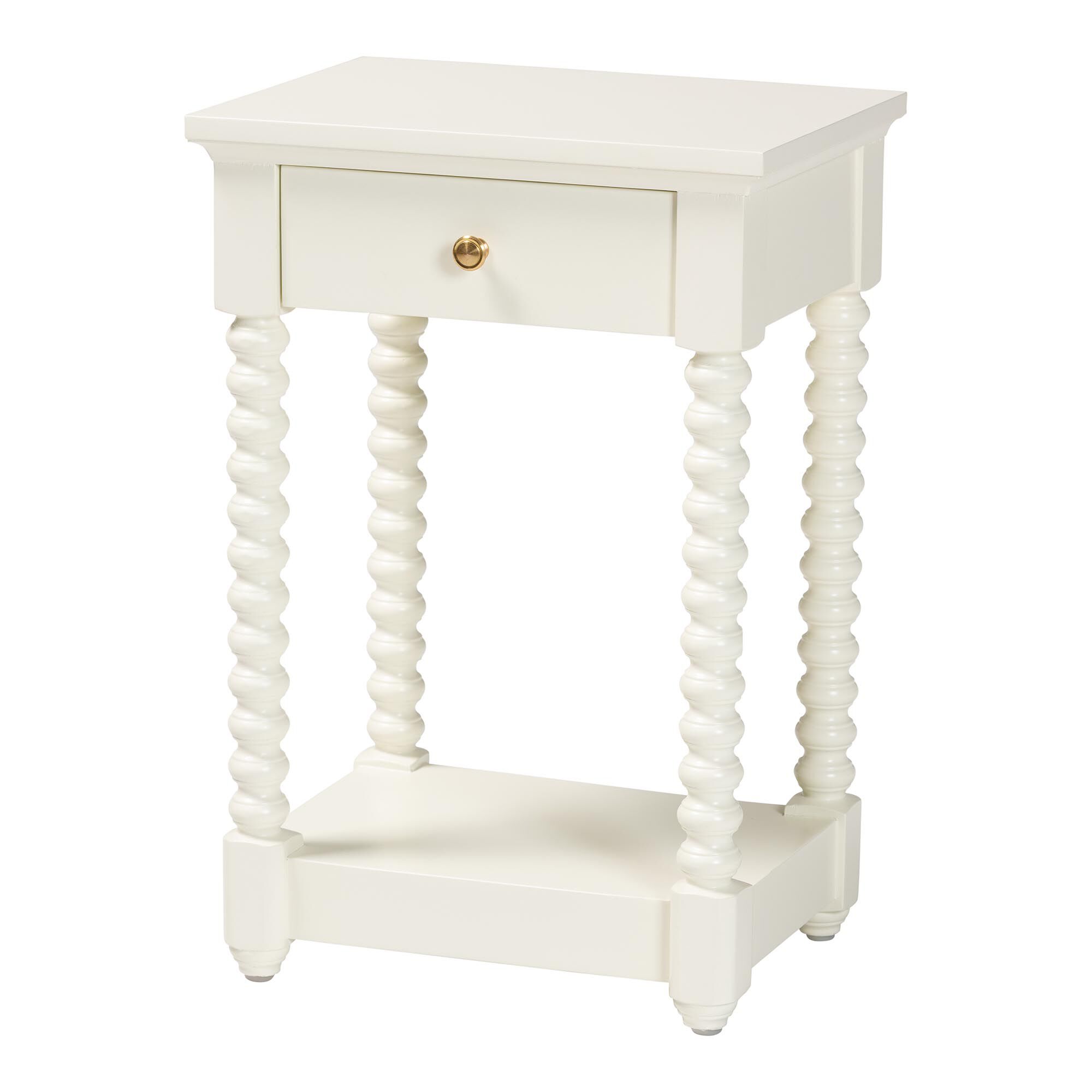 Close-up of nightstand base and legs
