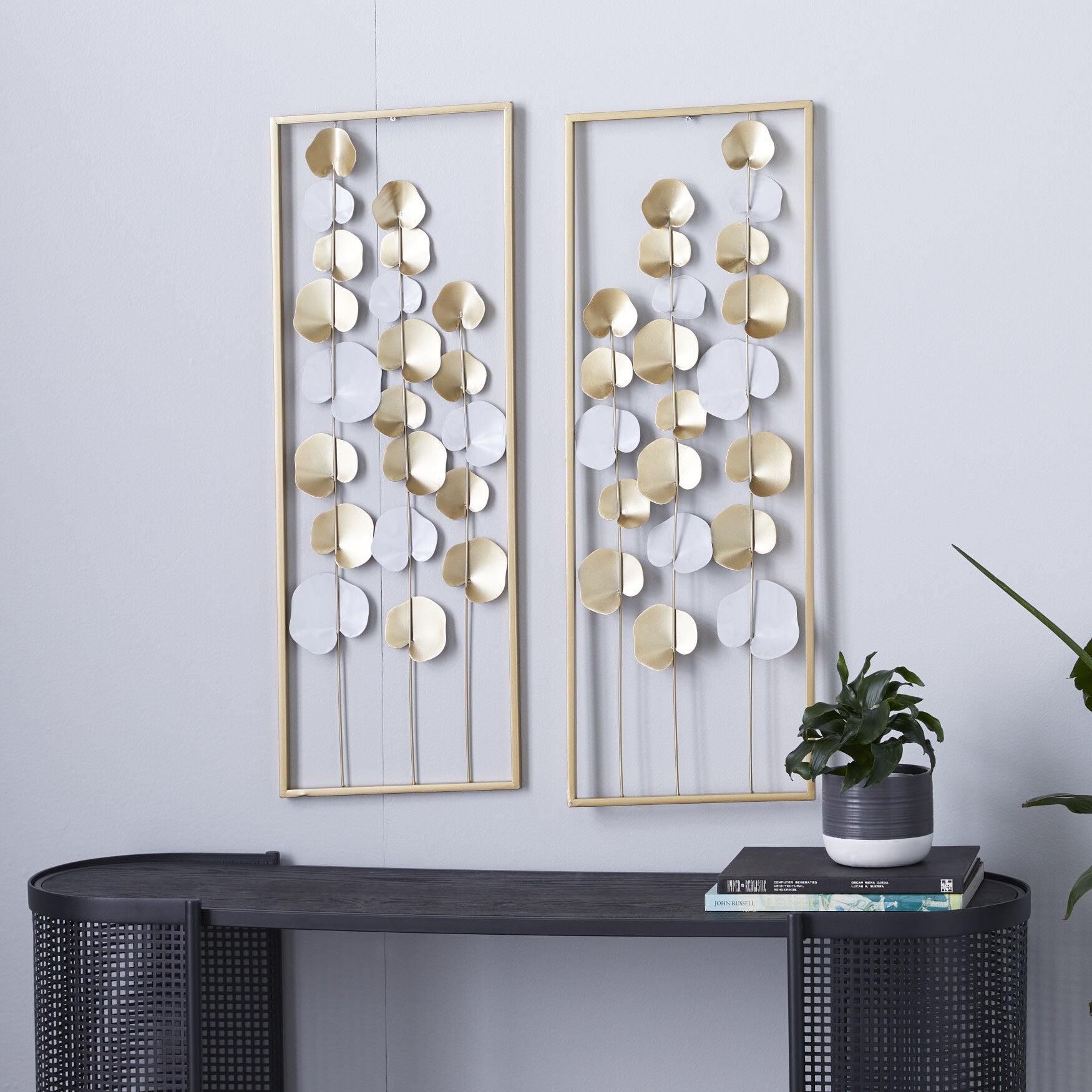 Set Of 2 Gold Metal Floral Wall Decor, , alternate image number 7