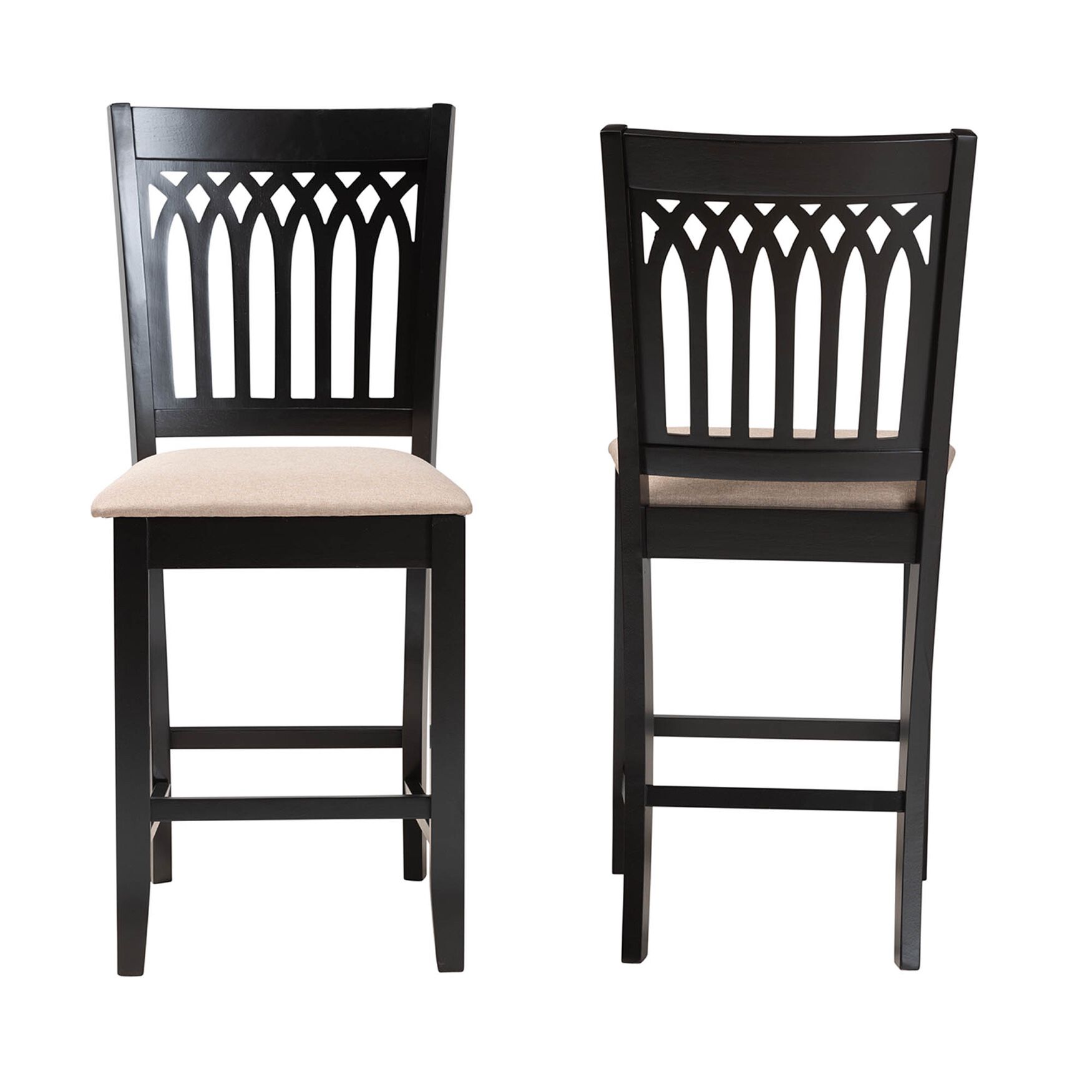 Genesis Modern Beige Fabric And Dark Brown Finished Wood 2-Piece Counter Stool Set, , on-hover image number 1