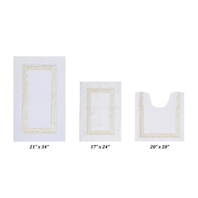 Hotel Collectionis Bath Mat Rug 3 Piece Set (17 inches x 24 inches | 20 inches x 20 inches | 21 inches x 34 inches), WHITE IVORY, hi-res image number 0