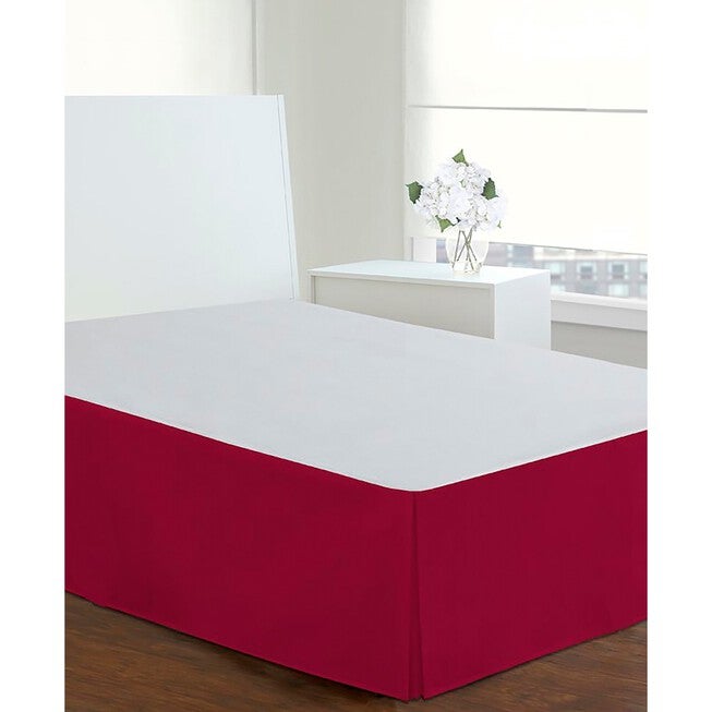 Luxury Hotel Classic Tailored 14 inches Drop Red Bed Skirt, RED, hi-res image number 0