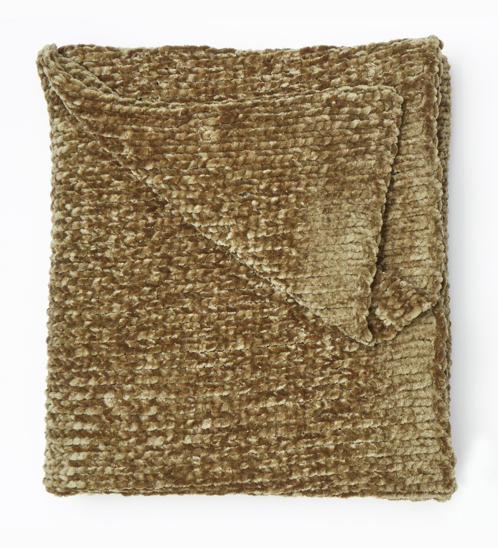 Chenille Knitted Throw Blanket, GREEN, hi-res image number 0