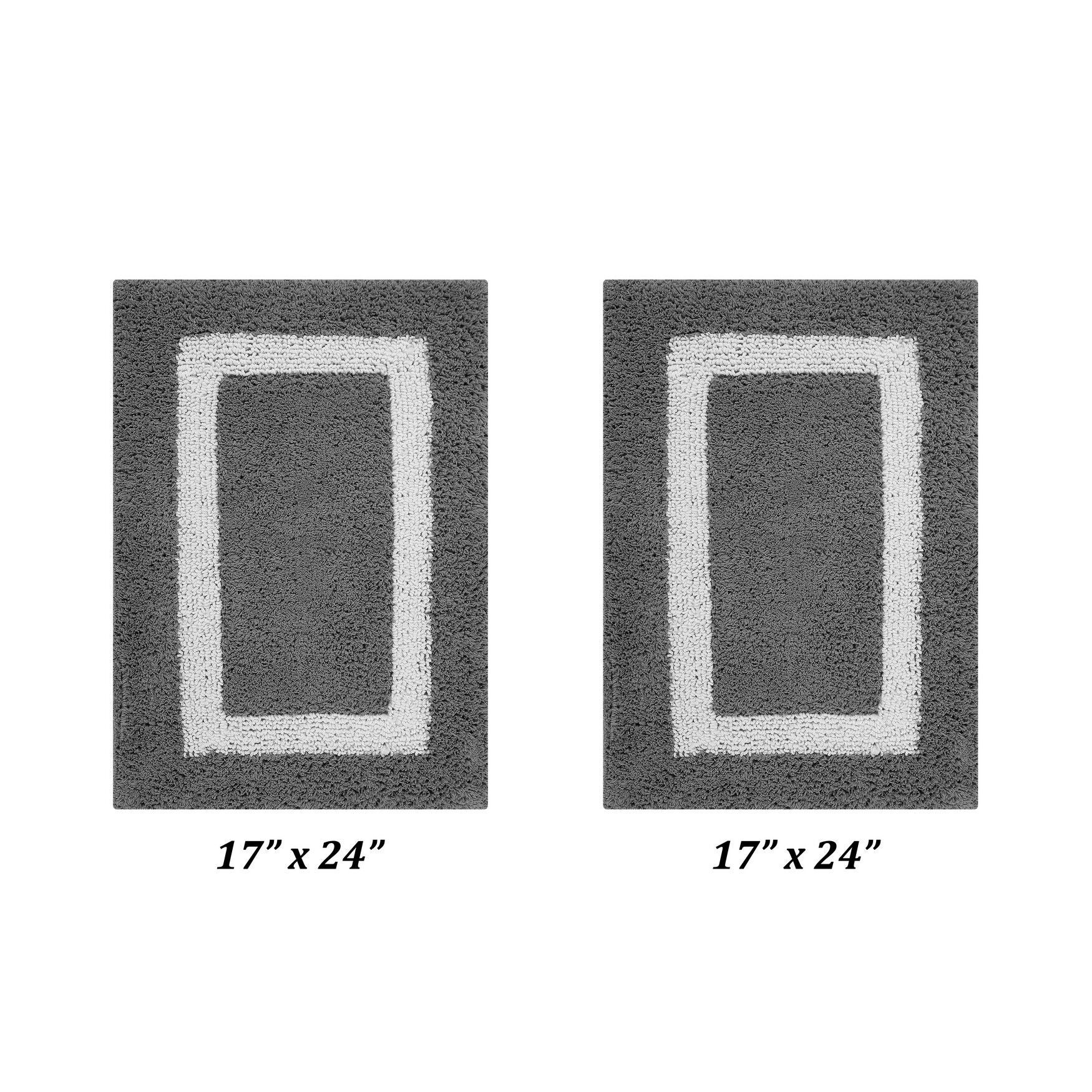 Hotel Collections Bath Mat Rug 2 Piece Set (17 inches X 24 inches | 17 inches X 24 inches), GRAY WHITE, hi-res image number 0
